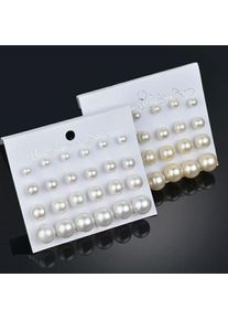 12 Pairs White Simulated Pearl Earrings Set For Women Jewelry Big Small Ball Stud Ear Bijouteria Brincos Bijoux
