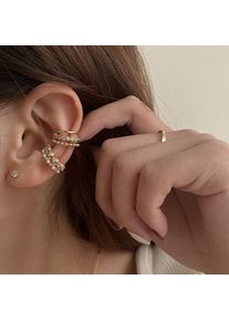 Korean Fashion Double Layer Pearl Clip Earrings for Women Girls Luxury Zircon Ear Cuff Clip Without Pierced Ear Cuff Jewerly