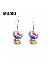 2022 New Christmas Stitch Lilo Santa Dangle Earring Acrylic Earrings Handmade Jewelry Epoxy Resin Fish Hook Earring