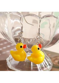 3D Cartoon Yellow Duck Earrings for Women Girls Original Cute Duck Animal Dangle Earrings Novelty Handmade Jewelry