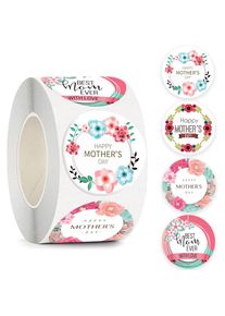 500Pcs/Roll Happy Mother's Day Gift Decoration Paper Kraft Happy Birthday Gifts Label Envelope Sealing Stickers