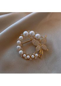 Fashion Pearl and Rhinestone Brooches for Women Baroque Trendy Butterfly Pins Clothes Accessories Wedding Gifts