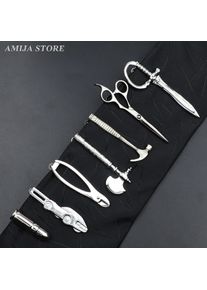 Novely Tie Clips Men's Metal Necktie Accessories Sword Axe Scissors Beard Pin Wed Ceremony Gift Gold Tie Clip Men's Party Gifts