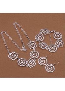 925 sterling Silver Jewelry sets fine Retro thread earrings bracelets neckalce for women Fashion Party wedding Christmas Gifts