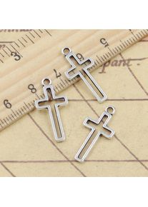 30pcs Charms Hollow Cross 23x11mm Tibetan Silver Color Pendants Antique Jewelry Making DIY Handmade Craft