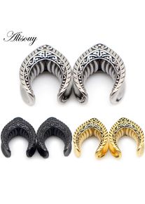 Alisouy 2pc 8mm-25mm Stainless Steel Retro Saddle Ear Tunnel Plug Expander Stretchers Gauges Body Piercing Jewelry Earrings Gift
