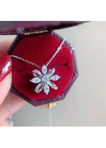 Charm Flower Diamond cz Pendant Real 925 Sterling Silver Party Wedding Pendants Necklace For Women Girl Fine Jewelry Gift