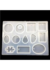 12 Designs jewelry making Pendant silicone Mold Resin Silicone Moulds handmade tool geometry molds Square Round drop with hole