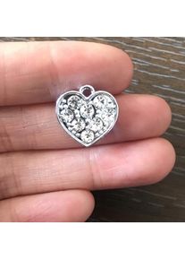 8PCS DIY Charm Crystal Rhinestone Heart Charms Valentine Hearts Pendant for Bracelet Necklaces Earrings bookmarks zipper pulls