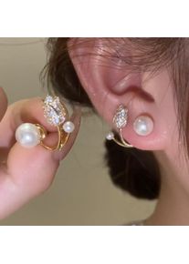 French Light Luxury Crystal Tulip Flower Stud Earrings For Women Korean Zircon Exquisite Earring Party Christmas Jewelry Gift
