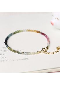 2023 New Fashion 2mm Multicolor Crystal Beads Bracelet For Women Simple Colorful Natural Stone Tourmaline Charm Bracelet Jewelry