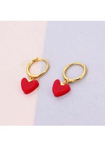 Cute Red Heart Hoop Earrings for Fashion Women Party Lovely Jewelry Minimalist Accessories Gift Pendientes