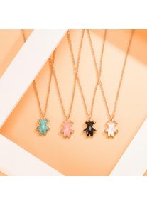 Forviona Light Luxury Brand Rose Gold S925 Zircon Cute Bear Pendant Necklace Fashion Jewelry Exquisite Gift for Woman