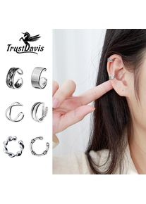 Trusta 2pcs 100% 925 Sterling Silver Clip on Earrings Ear Cuff For Women Girl Lady Without Piercing Earring Jewelry DS534