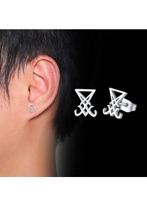 Vnox Men Lucifer and Satan Stud Earrings for Women Black and Color Stainless Steel Unisex Jewelry brincos masculinos