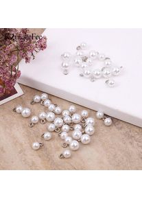 50Pcs/lot Stainless Steel Imitation Pearl Beads Charms Pendant For Jewelry DIY Making Necklace Bracelet Earrings Accessories