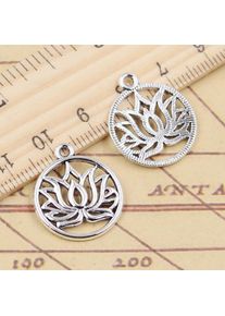 20pcs Charms Yoga Lotus Flower 22x19mm Tibetan Silver Color Pendants Antique Jewelry Making DIY Handmade Craft