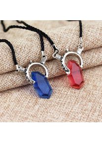Trendy Dmc Devil Maycry 5 Dante Pendant Necklace Red Blue Gem Cosplay Necklaces Long Rope Chain Vintage Gifts For Women Men