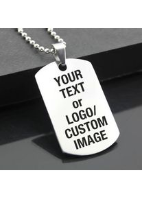 Custom Laser Engraved Stainless Steel Rectangle Dog Tag Military Pendant Jewellery Birthday Christmas Gift