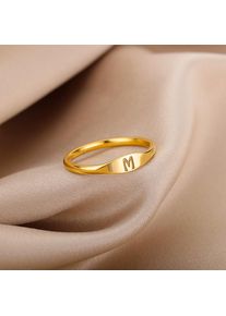 Initial Letter Rings for Women Men Stainless Steel Initials Ring A M K S Alphabet Name Aesthetic Wedding Jewelry Christmas Gift