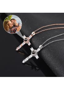 Customized Picture Projection Photo Necklaces for Women Cross Pendant Family Personalized Anniversary Gift Jewerly
