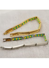 CARLIDANA 2022 New Arrival Stainless Steel Jewelry Green and Yellow Color Orula Bracelet Mix Beads Unisex Bangle For Women