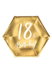 partydeco 6 piatti 18° compleanno oro lucido 20x17 cm