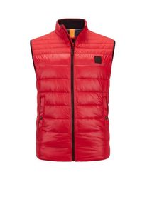 Plus size : BOSS Orange, Shiny quilted gilet with logo on the chest in a Red