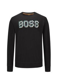 plussize: Nadměrn&aacute; velikost: BOSS Orange, Kurtka dresowa z dużym nadrukiem logo na piersi Czarny