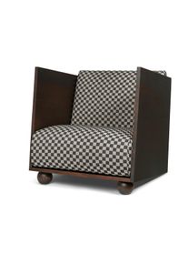 ferm LIVING Rum Lounge Chair Check Dark Stained-Sand-Black
