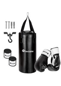 TecTake - Ensemble sac de boxe avec accessoires Rempli, à suspendre - noir