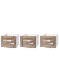 Welltime Aufbewahrungsbox »Venezia Landhaus«, (Set, 3 St.), Aus Massivholz Kiefer grau, Größe B/H/T: 26 cm x 19,5 cm x 29,5 cm B/H/T: 26 cm x 19,5...