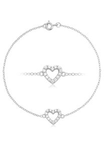 Firetti Silberarmband »Herz, Liebe, Romantik«, Mit Zirkonia weiß, Damenschmuck als liebevoller Blickfang