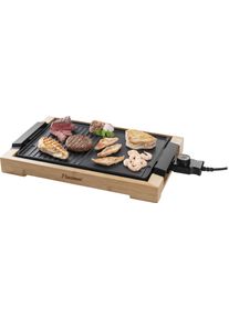 Bestron Teppanyakigrill »ag2000bb«, 2000 W, Grillplatte Mit Bambusgehäuse, Antihaftbeschichtung schwarz, Plancha mit großer Grillplatte im Asia...