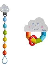 Haba Greifling »Regenbogenwelt«, (Set, 2 Tlg.), Mit Schnullerkette bunt, Babygeschenk-Set »Regenbogenwelt«