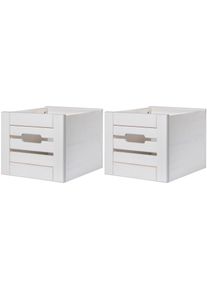 Welltime Aufbewahrungsbox »Venezia Landhaus«, (Set, 2 St.), Aus Massivholz Kiefer weiß, Größe B/H/T: 26 cm x 19,5 cm x 29,5 cm B/H/T: 26 cm x 19,5...