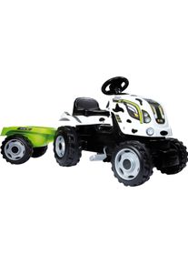 Smoby Trettraktor »Farmer Xl Kuhdesign«, Ab 3 Jahren, Mit Anhänger grün, Mit staub- und schmutzgeschützem Kettenantrieb