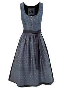Turi Landhaus Dirndl Midi Harmonische Farbgebung blau, Größe 42 - N-Gr, Klassisches Dirndl mit rundem Ausschnitt