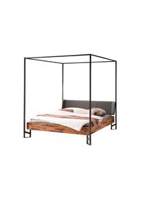 Hasena Bettgestell »Bovena«, Himmelbett, Akazie Massiv, Mit Polsterkopfteil grau, Größe Liegefläche B/L: 140 cm x 200 cm Betthöhe: 18 cm...