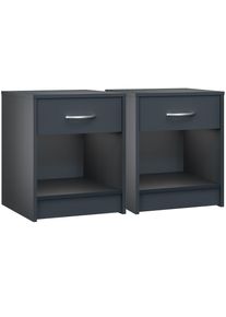 Casaria® Comodino Amburgo set da 2 antracite 50x40x35cm