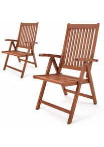 Deuba® Lot de 2 chaises de jardin Vanamo en bois d'eucalyptus