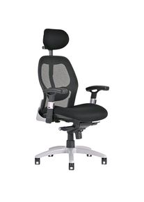 Bürodrehstuhl SATURN 130, Belastbarkeit 130 kg, Netzrückenlehne schwarz / Sitz schwarz