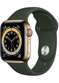 Apple Watch Series 6 Edelstahl 44 mm (2020) | gold | Sportarmband Zyperngrün