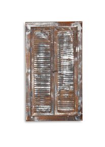 Mucola 70cm miroir volets de fenêtre des meubles de maison de campagne marron miroir de fenêtre en bois Shabby verre