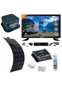 Pack Antarion Antenne 4G Wi-Fi + tv led 19 48cm hd Smart + Panneau solaire souple 150W + Régulateur idéal van camping car - Gris
