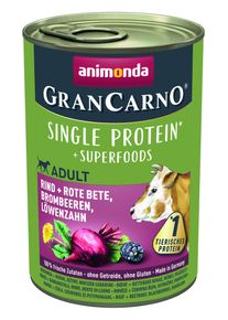 animonda GranCarno Single Protein Superfoods Rind & Rote Bete, Brombeeren, Löwenzahn 24x400 g