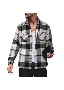 Men's Plaid Shirt Long Sleeve Button Down Casual Jacket, Grey / L