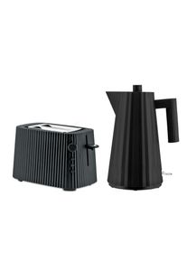 Plissé Bundle MDL06 Bouilloire 1,7l + Plissé MDL08 Grille-pain Set Alessi Noir