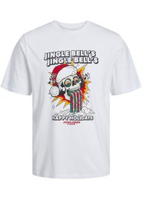 Jack & Jones Jack & Jones T-shirt - Christmas Skull Tee - 140 tot 164 - voor Mannen - wit