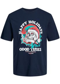 Jack & Jones Jack & Jones T-shirt - Christmas Skull Tee - 140 tot 164 - voor Mannen - blauw